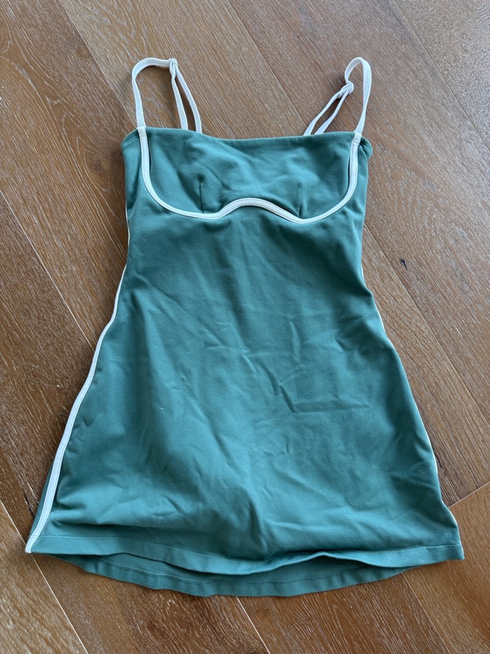 ALO Yoga Green Spaghetti-Strap Camisole with White Trim